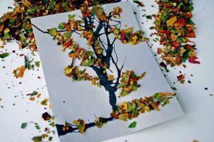 Tarjetas de felicitación con hojas secas